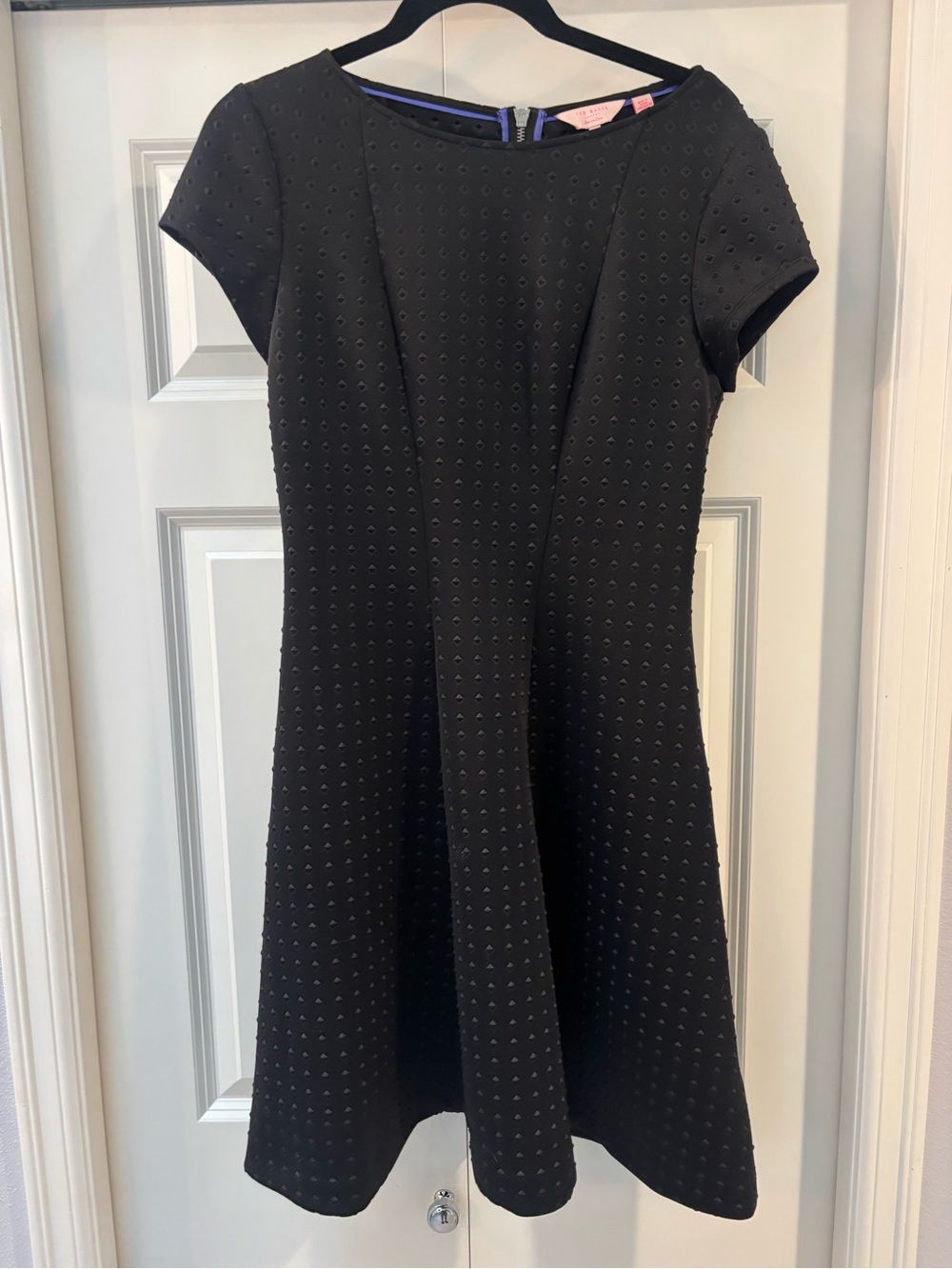 Ted Baker Black Textured Fit & Flare Dress